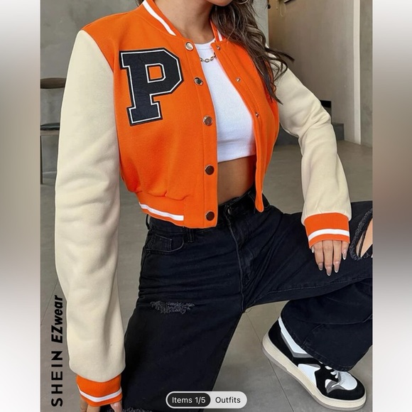 Cropped Varsity Jacket - Picture 2 of 3
